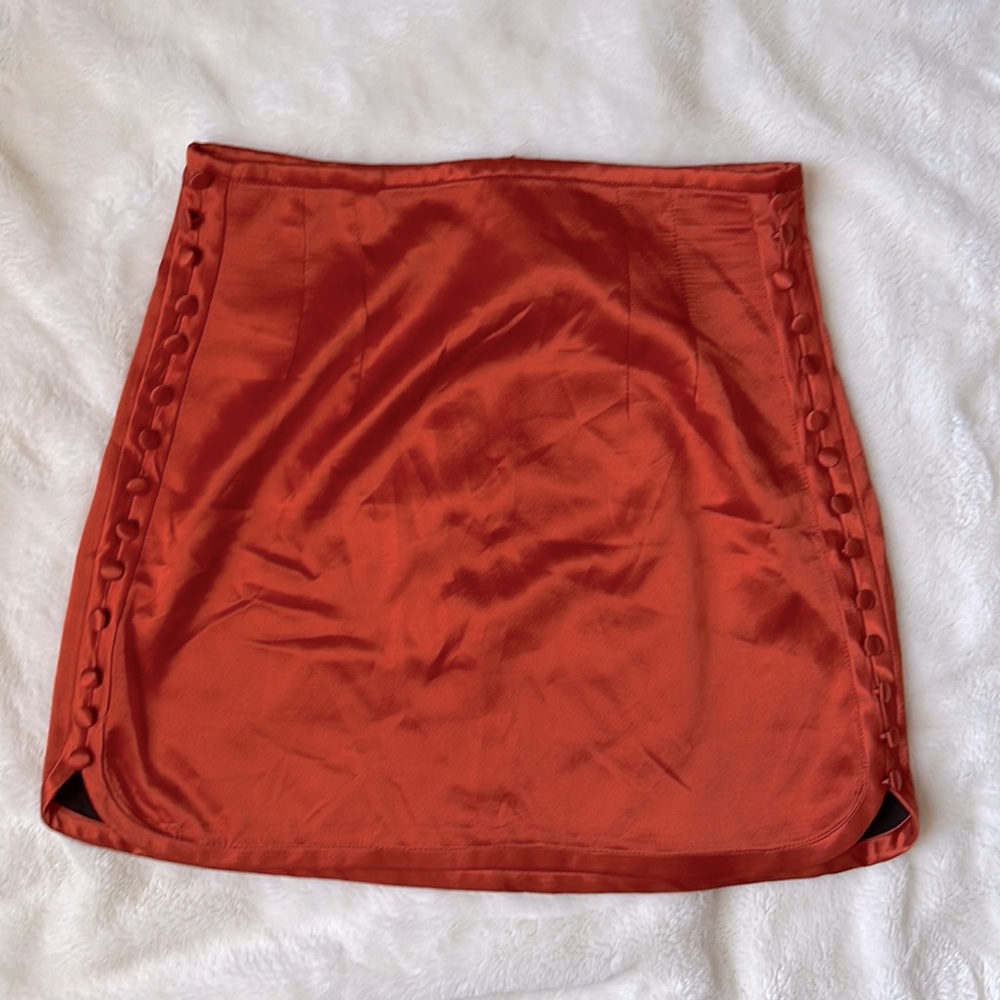 Zara Metallic Orange Mini Skirt